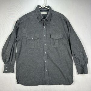 Ermenegildo Zegna Womens XL‎ 3/4 Sleeve Shirt Gray Button Up Collared Cotton